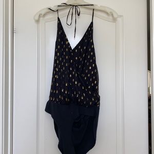 Sparkle & Fade black halter bodysuit NWT